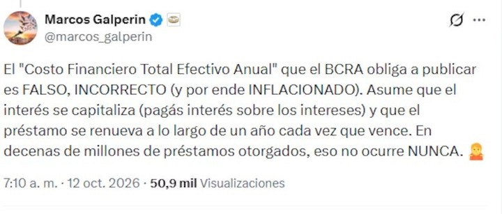 Marcos Galperín. El fundador de MeLi desmintió al Banco Central.